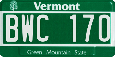 VT license plate BWC170