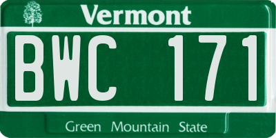 VT license plate BWC171