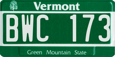 VT license plate BWC173