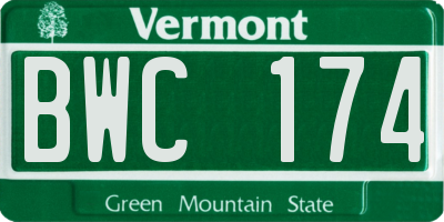 VT license plate BWC174