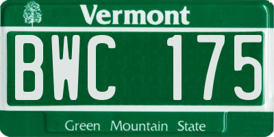 VT license plate BWC175