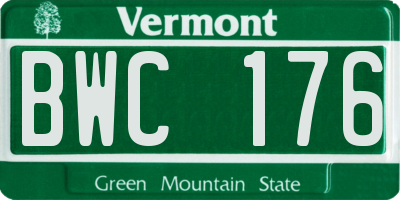 VT license plate BWC176