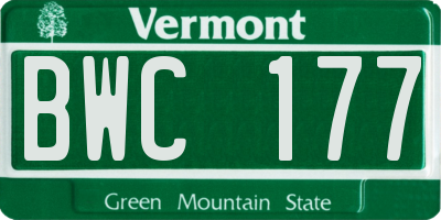 VT license plate BWC177