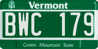 VT license plate BWC179