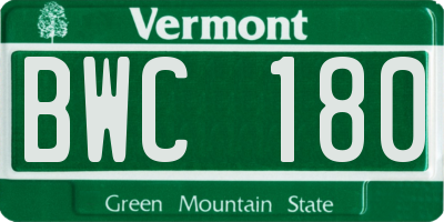 VT license plate BWC180