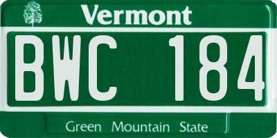 VT license plate BWC184