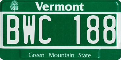 VT license plate BWC188