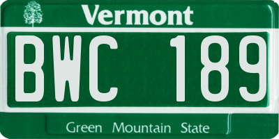 VT license plate BWC189