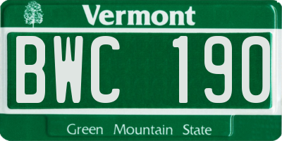 VT license plate BWC190