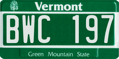 VT license plate BWC197