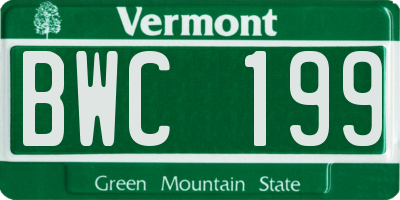 VT license plate BWC199