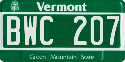 VT license plate BWC207