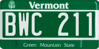 VT license plate BWC211