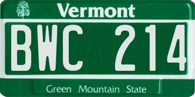 VT license plate BWC214