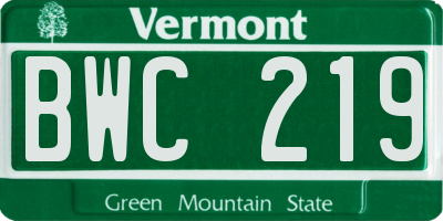 VT license plate BWC219