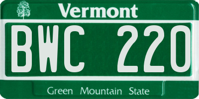 VT license plate BWC220