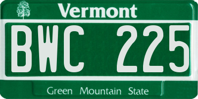 VT license plate BWC225