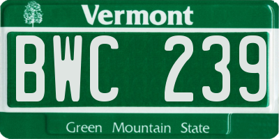 VT license plate BWC239