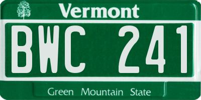 VT license plate BWC241
