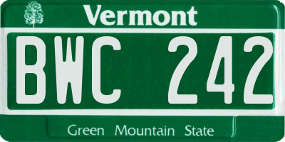 VT license plate BWC242