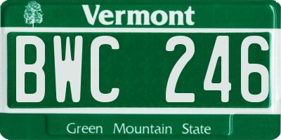 VT license plate BWC246