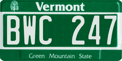 VT license plate BWC247