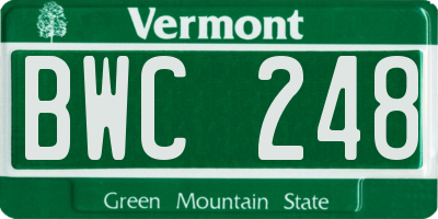 VT license plate BWC248