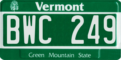 VT license plate BWC249