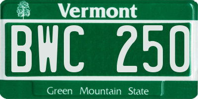 VT license plate BWC250