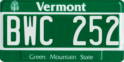 VT license plate BWC252