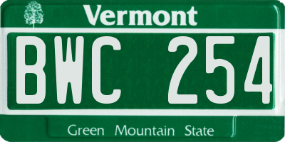VT license plate BWC254