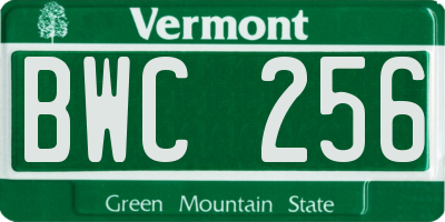 VT license plate BWC256