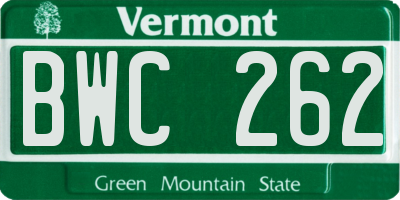 VT license plate BWC262
