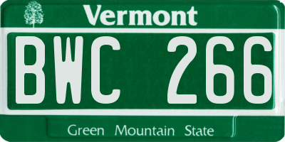 VT license plate BWC266