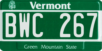 VT license plate BWC267