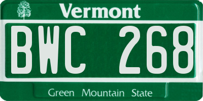 VT license plate BWC268