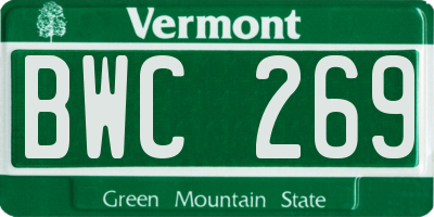 VT license plate BWC269