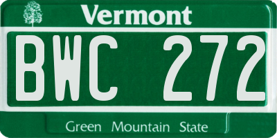 VT license plate BWC272