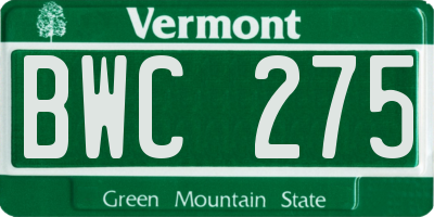 VT license plate BWC275