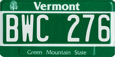 VT license plate BWC276