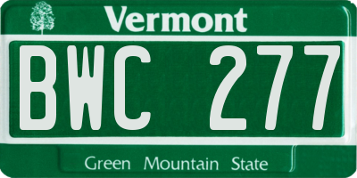 VT license plate BWC277