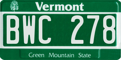 VT license plate BWC278