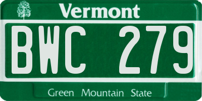 VT license plate BWC279