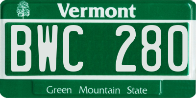 VT license plate BWC280