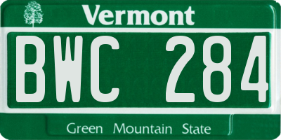 VT license plate BWC284