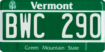 VT license plate BWC290