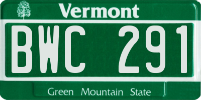 VT license plate BWC291