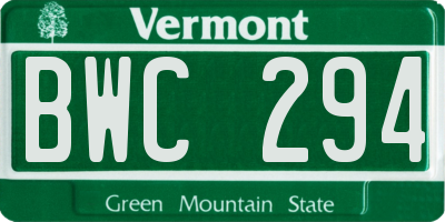 VT license plate BWC294