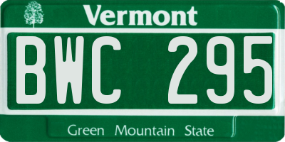 VT license plate BWC295