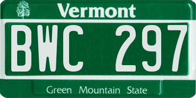 VT license plate BWC297